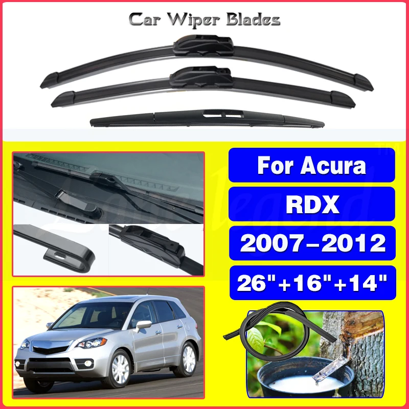 

For ACURA RDX 2007-2012 Car Front Rear Wiper Blades Soft Rubber Windscreen Wipers Auto Windshield 26"16"14" 2008 2009 2010 2011