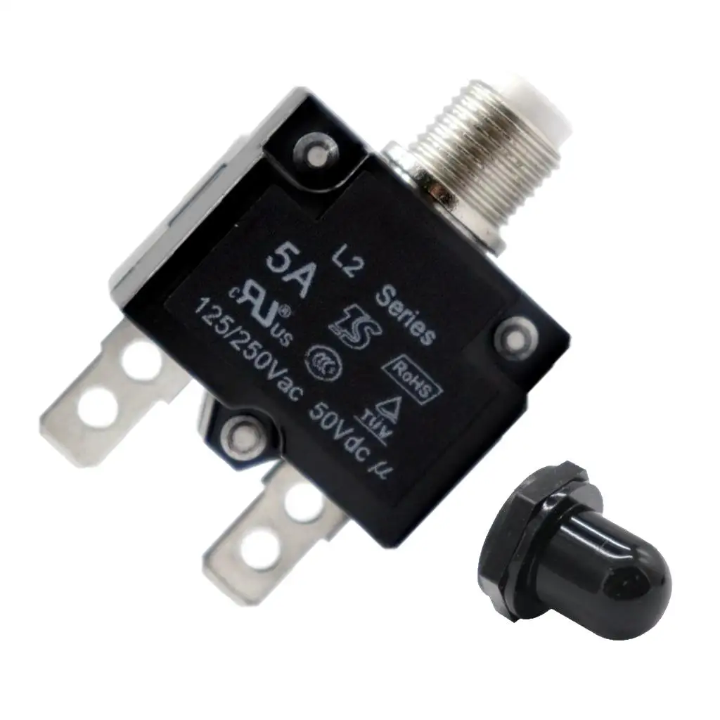 

5A 50V DC Manual Reset Thermal Circuit Breaker OverloadBlk