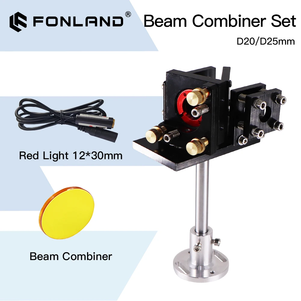 

FONLAND ZnSe Laser Beam Combiner Set D20/25mm ZnSe Beam Lens+Combiner Mount Red Pointer for CO2 Laser Engraving Cutting Machine