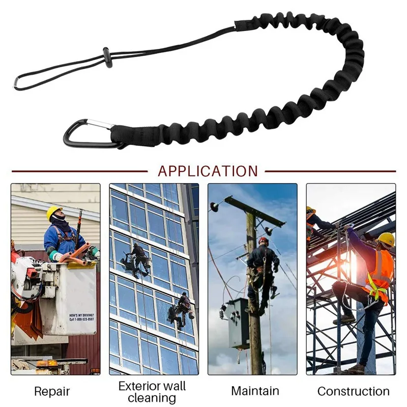 Professionelle Hohe Höhe Schutz Sicherheit Elastische Puffer Sling Gürtel Karabiner Haken Luft Arbeit Anti Fall Off Seil Schutz – Detail 2