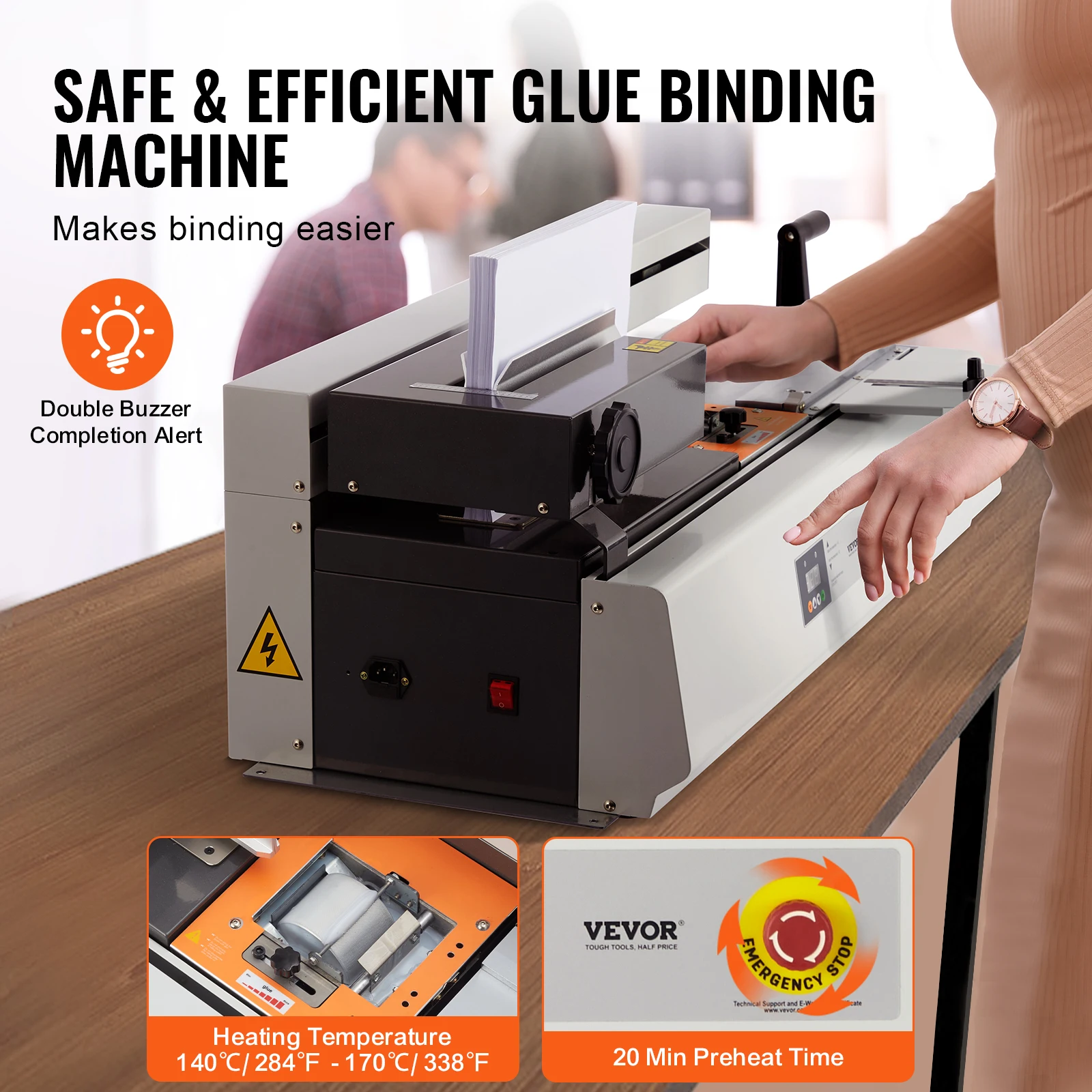 VEVOR Thermal Binding Machine 400 Hot Glue Binding Machine Thermal Book 40mm Thickness A3 A4 A5 Document