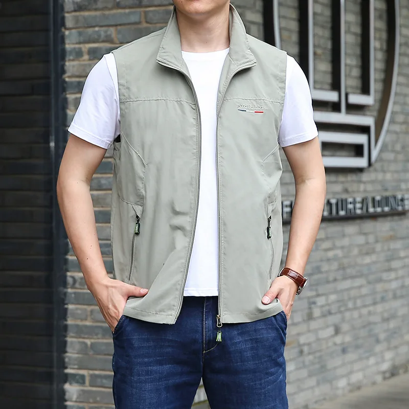 Jacket Men's Vest Summer 2023 Fishing Vest Vest Thin Style Women's  Breathable and Slimming Coat M-6XL men jacket