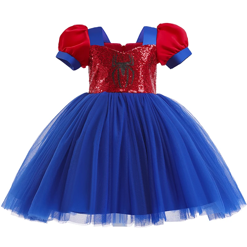 Baby Girl Dress Spider-Man Cosplay Costume Christmas Halloween Princess Dress Sequin Fluffy Stage Perform Birthday Party girls dress princess costume kids clothes children dance suit