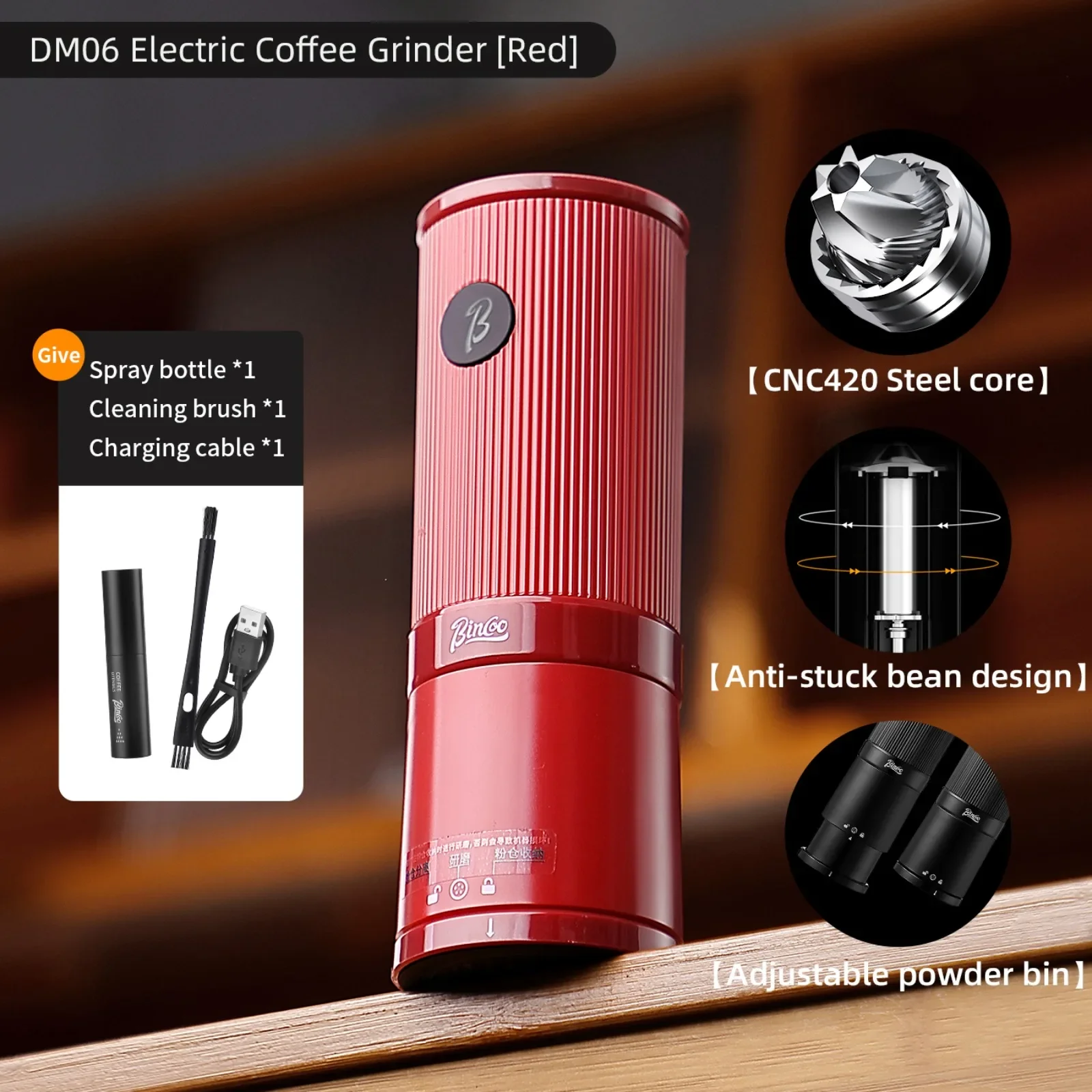 مطحنة قهوة كهربائية محمولة بينكوو - قابلة للشحن عبر USB، طحن دقيق لحبوب القهوة، تصميم عملي للسفر والرحلات