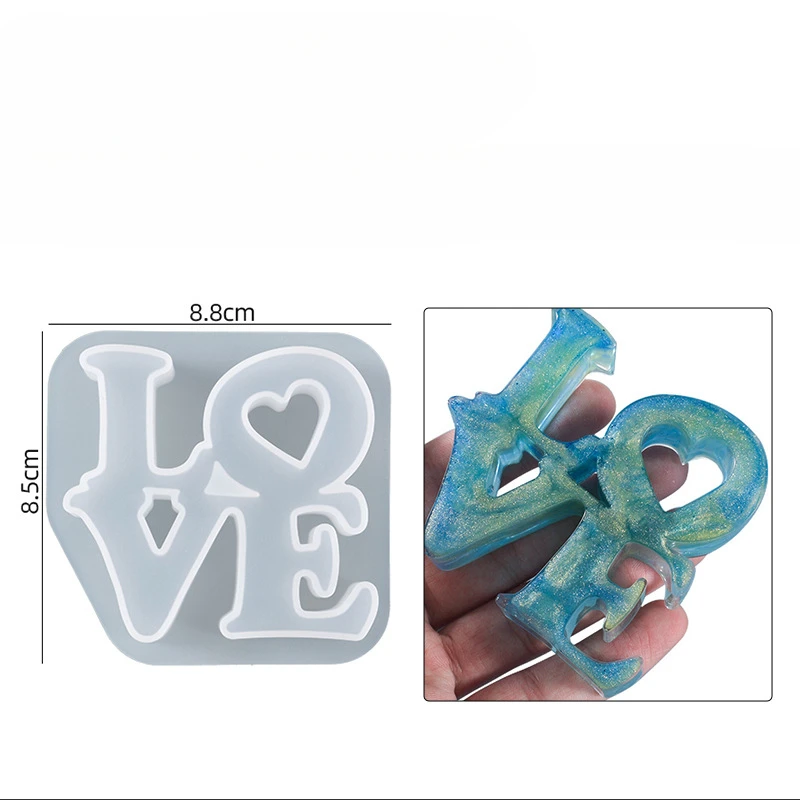 1Pc Love English Letters Aromatherapy Wax Pendant Silicone Molds DIY Gypsum Plaster Silicon Mould For Car Decoration Valentine