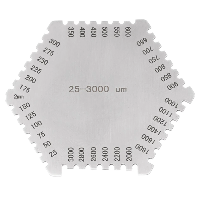

Stainless Steel Hexagonal Wet Film Comb for w/ Scale Paint Wet Film Thickness Gauge Comb Regulation Wet Film Card 25-300