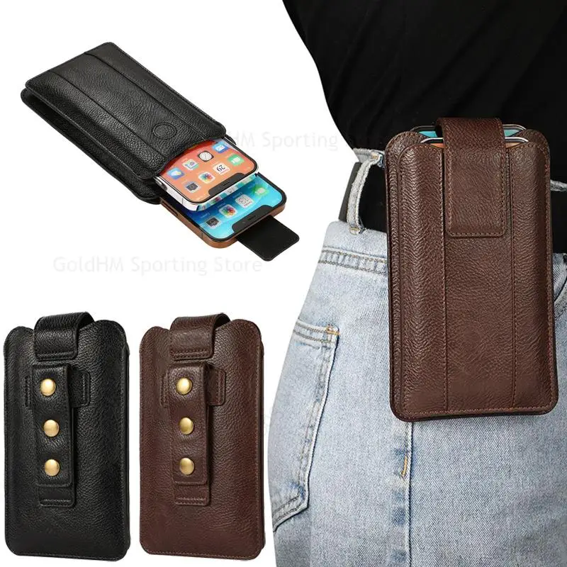 Genuine Leather Phone Pouch For Xiaomi 12 Ultra Civi 1S Adjustable Belt Clip Waist Bag For Mi 12X 12 Pro 11i 11T 11X 10 11 Ultra
