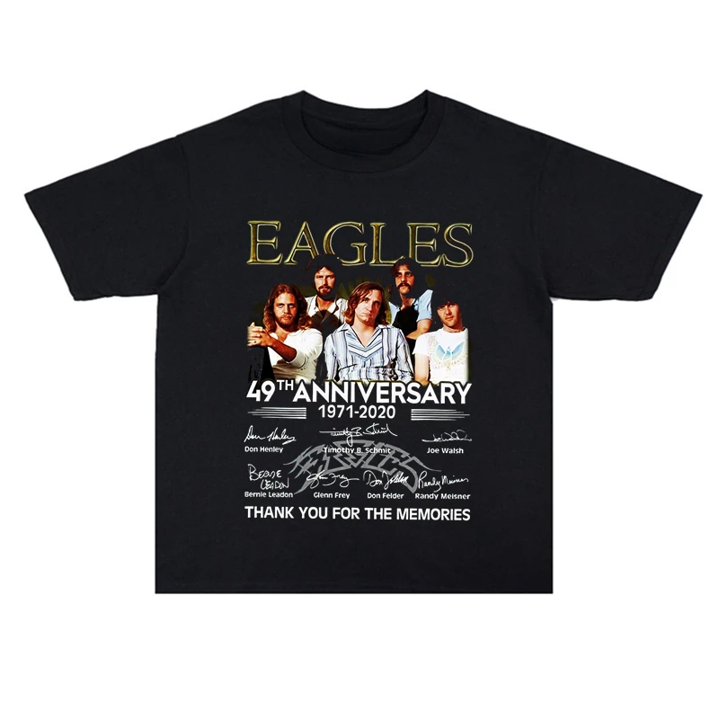 2025 Pop The Eagles Rock California Hotel Printed T-shirt Loose Short Sleeve Men's and Women's Street Cotton Comfortable 4