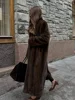 Women's Luxury Soft Thicken Warm Hairy Faux Fox Fur Coat Fashion Oversized Brown Long Sleeve Fluffy Jacket 2024 Lady Streetwear 5