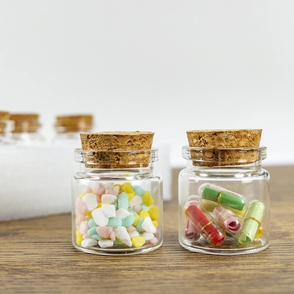 50PC 20ml Min Cute Glass Bottles with Corks Small Glass Jars Vials Gift Bottles Factory Wholesale 37x40x27mm 5
