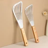 1PC Stainless Steel Fish Frying Shovel with Wooden Handle Fan-shaped Shovel Household High-temperature Frying Shovel 1