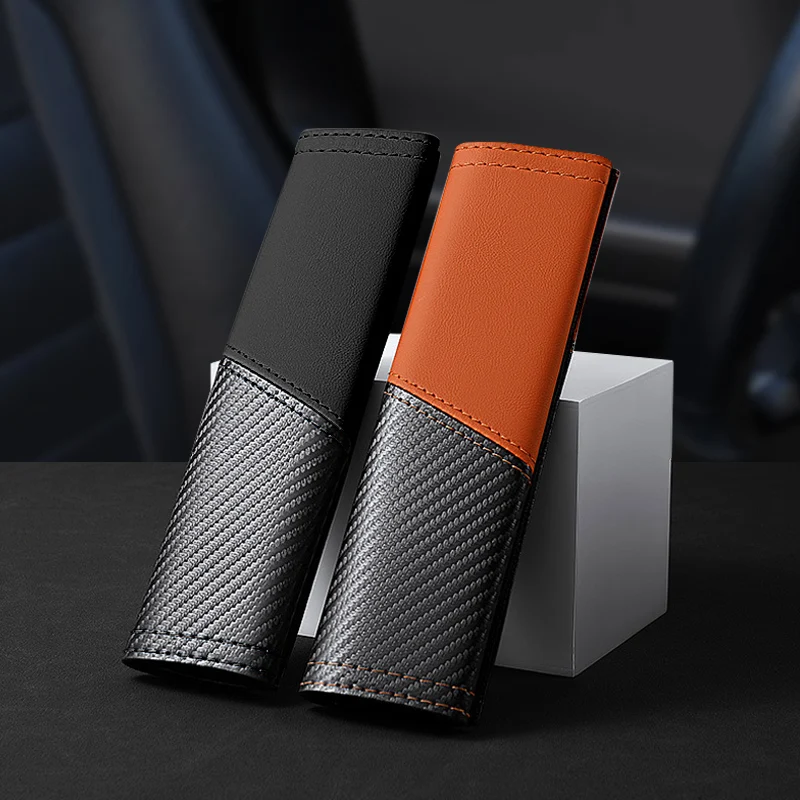 2PCS Car Safety Belt Shoulder Pad Carbon Fiber Texture Seat Belt Cover Shoulder Protector Auto Interior Accessories seat belt covers seat belt protector safety belt shoulder guard