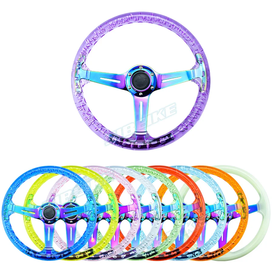 Universal Transparent Purple Steering Wheel Sport Acrylic 14inch Racing Sports Steering Wheel racing steering wheel