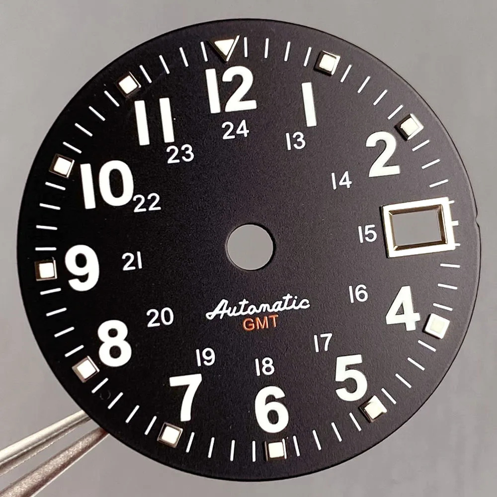 Luminous Black and White 29mm Field Watch Dial Face