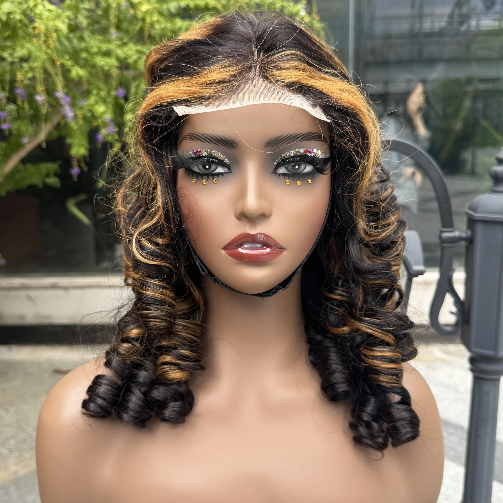 22 Inches 300% Density Loose Bouncy Curly Human Hair Wigs 4x4 Lace Closure Spiral Curly Remy Human Hair Wig for Black Women 4