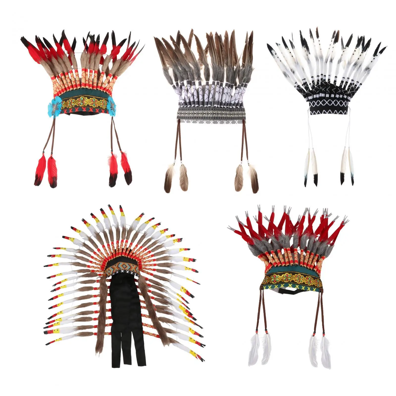 Native American Chief Headdress Headpiece Cosplay Hat For Halloween Party
