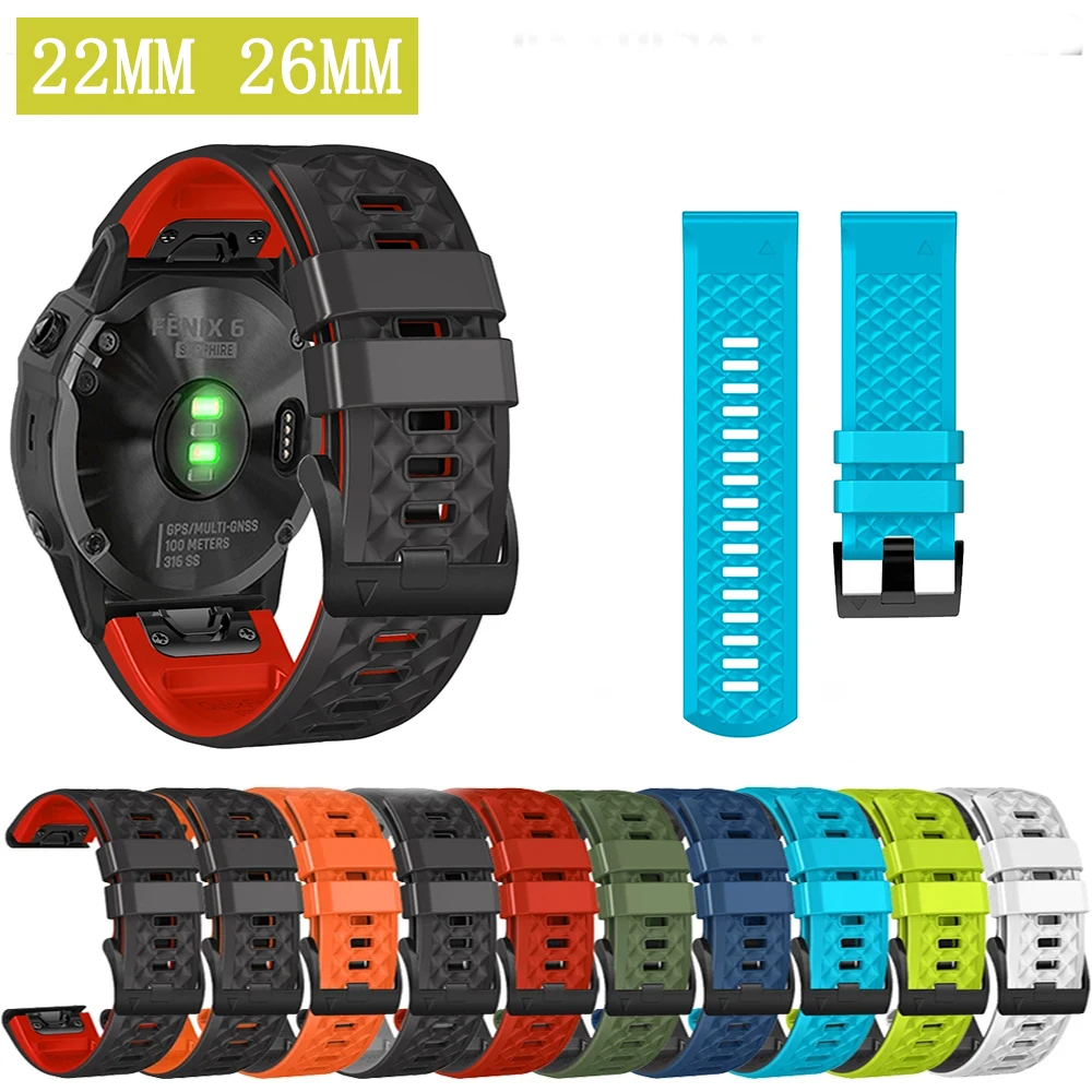

22mm 26mm Quick Release Silicone Strap For Garmin Fenix 7X 7 6X 6 Pro Fenix 5X 5Plus Wristband Forerunner 955 945 Smart Bracelet