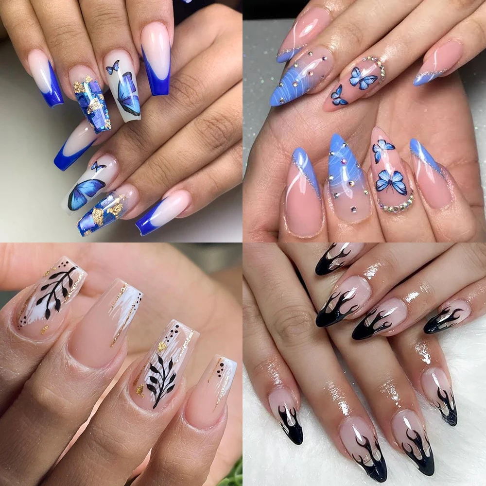 30pcs Mixed Water Transfer Nail Decals Flower/Leaves/Butterfly/French Nail Stickers 6.5*6cm Floral Water Nail Tattoo Stickers 6
