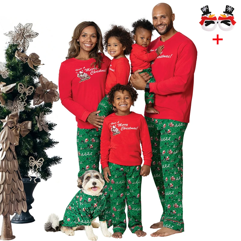 thumbnail image 1 of Pijama navideño a juego con estampado de Papá Noel de algodón para toda la familia, ropa de estar por casa, pijama para mujer y hombre, pijama para niño y niña, 1 of 5