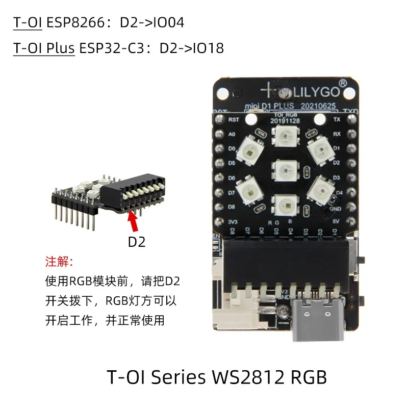 Lílio®circuitos de Desenvolvimento do Módulo sem Fio Board Wi-fi Bluetooth Suporte da Bateria 16340 Ttgo T-oi Plus Esp32-c3 Risc-v Mcu - Image 3