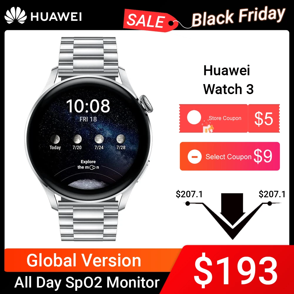Huawei Watch 3 Smartwatch,esim Cellular Calling,builtin Gps Smart