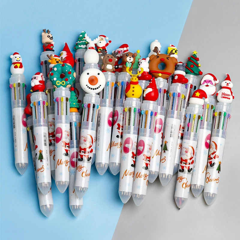 

6/10 Colors Christmas Snowman Ballpoint Pen Cartoon 0.5mm Multicolor Pens for Student Painting Focus Marker Pen Kids Gifts