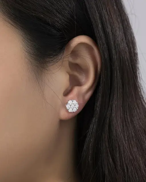 2025 Delzzad S925 Sterling Silver Genuine Moissanite 100% 0.5/3.36 Carat Plum Blossom Earrings for Women High Quality Wedding
