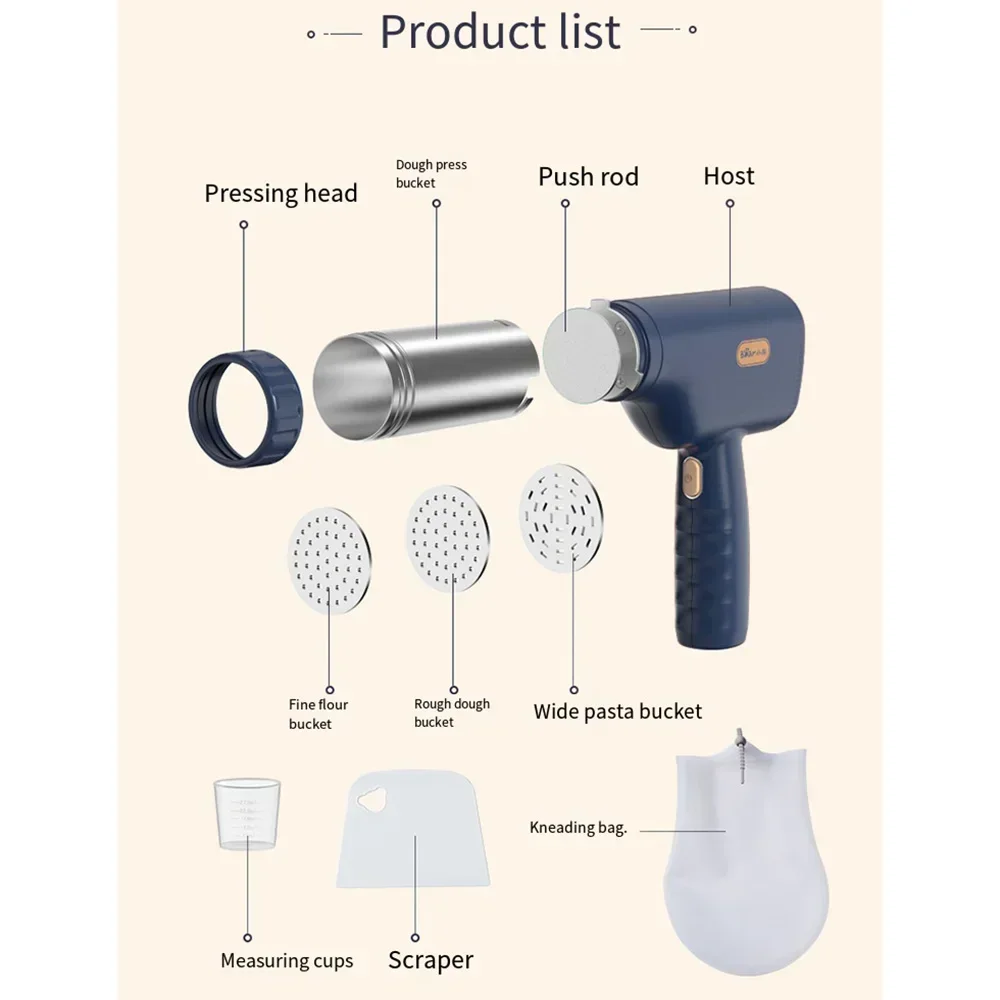 Noodle Machine Electric Wireless Handheld High-Efficiency Kitchen Portable Easy To Clean Multi Functional