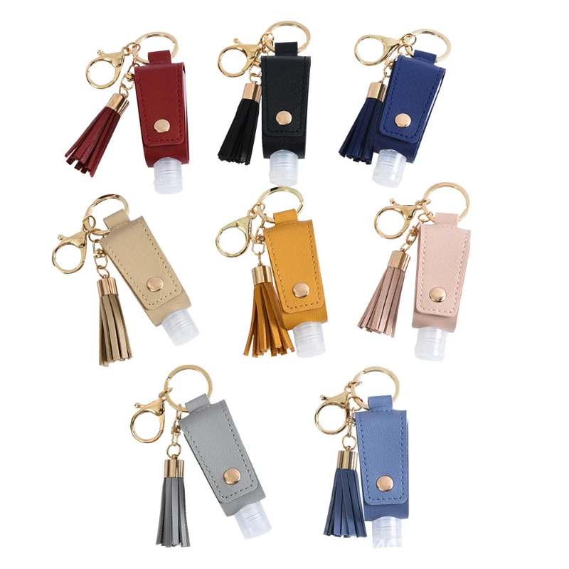 Hand Sanitizer Spray Bottle Key Buckle Leather Cover Spray Head
