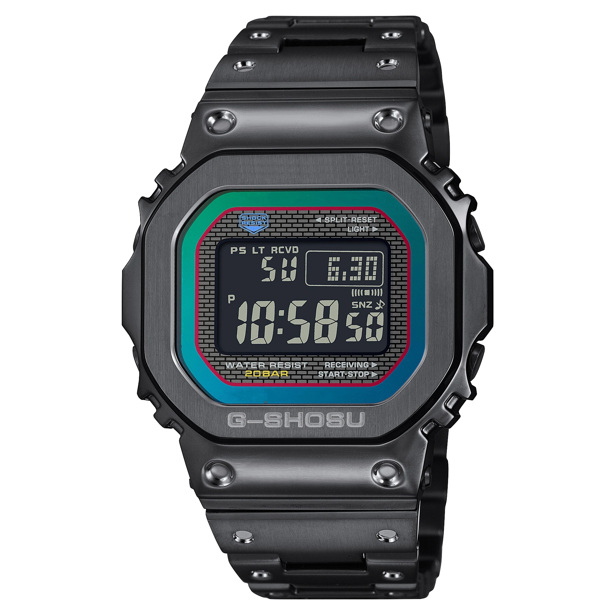 Sports Digital Electronic Unisex Watch Alloy LED Square Dial Full Function LED Auto Hand Lifting Light Oak 5000 Series 5