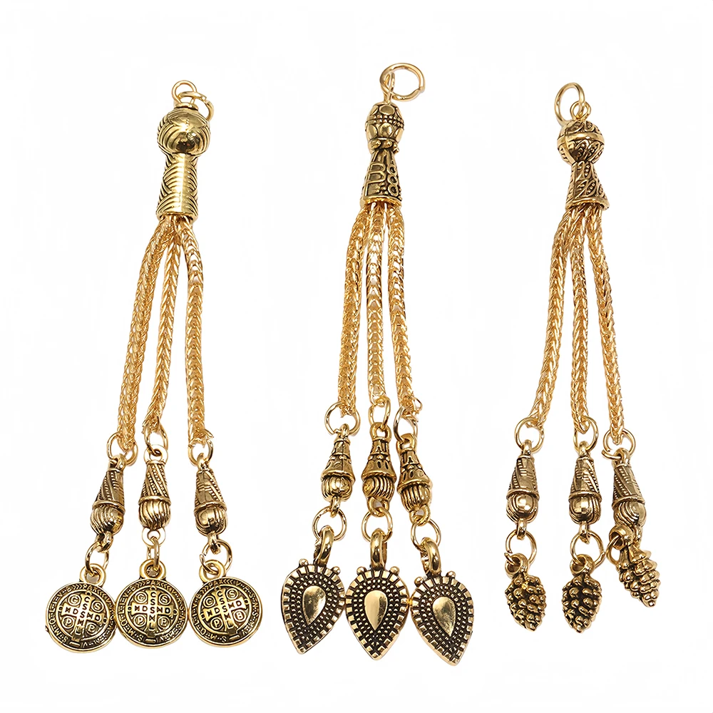 3 Teile/los Alte goldene Mond Sterne Wolf Gebet 33 Quaste Anhänger Für DIY Handgemachte Gebet Perle Stecker Zubehör Entdeckt – Detail 23