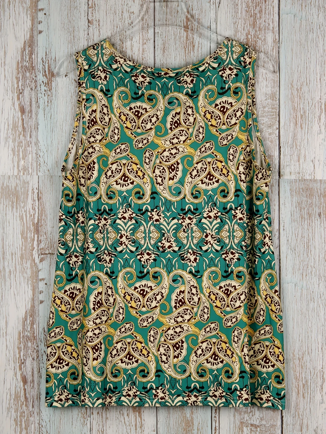 Plus Size Geometric Print Ruched Tank Top Casual Crew Neck Sleeveless Top For Summer Women's Plus Size Clothing - view