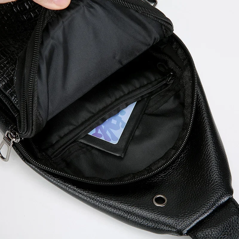 Business Casual Umhängetasche – Brusttasche aus weichem PU-Leder mit Handytasche für Profis mit weißem Kragen – Detail 15