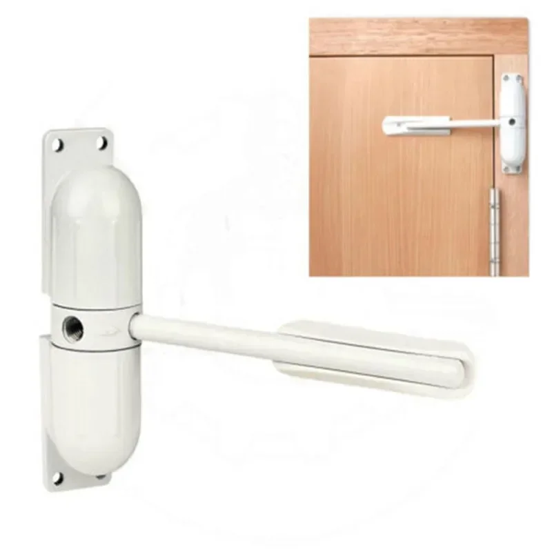 Door Stopper Door Closer 20-70KG White Zinc Alloy Adjustable Surface Mounted Automatic Spring Closing Door Closer Fire Rated Door Stopper Hardware
