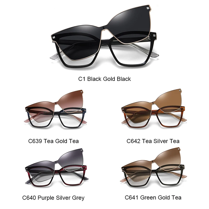 Clip per miopia con finitura anti-luce blu su occhiali da sole