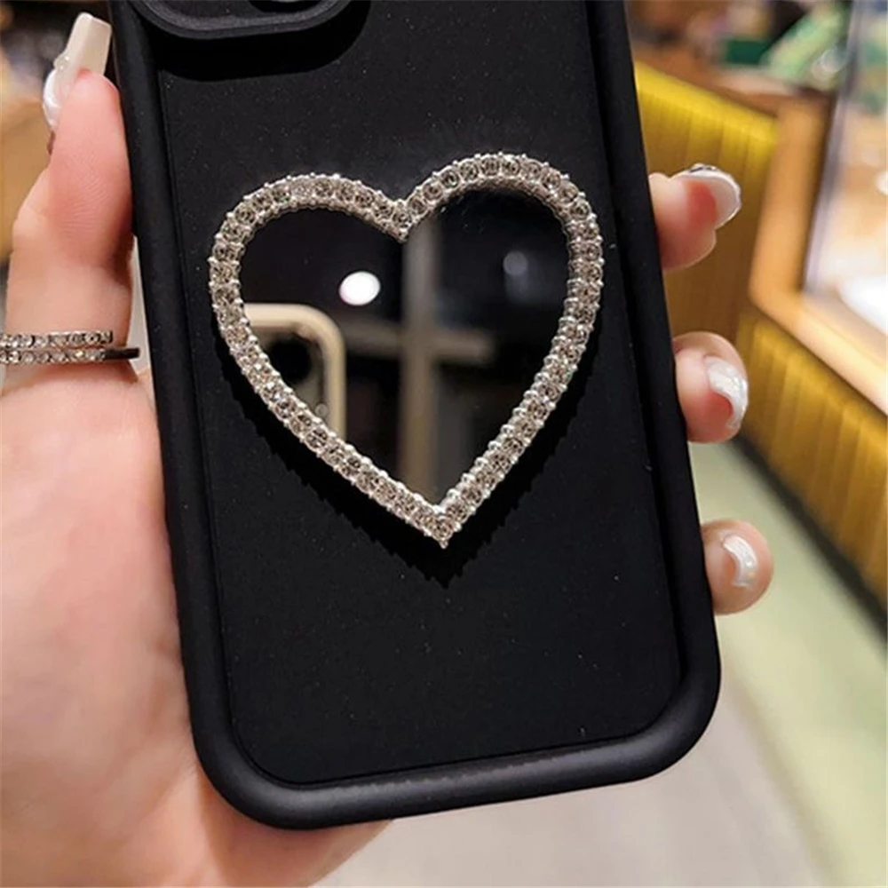 Love Heart Diamond Mirror Phone Case - Shockproof Silicon Cover
