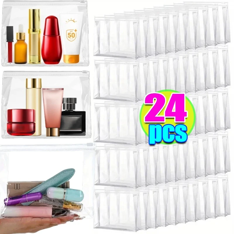 1-12pcs Transparent PVC Storage Travel Organizer Clear Makeup Bag Beautician Cosmetic Bag Beauty Case Toiletry Bag Wash Bags 2