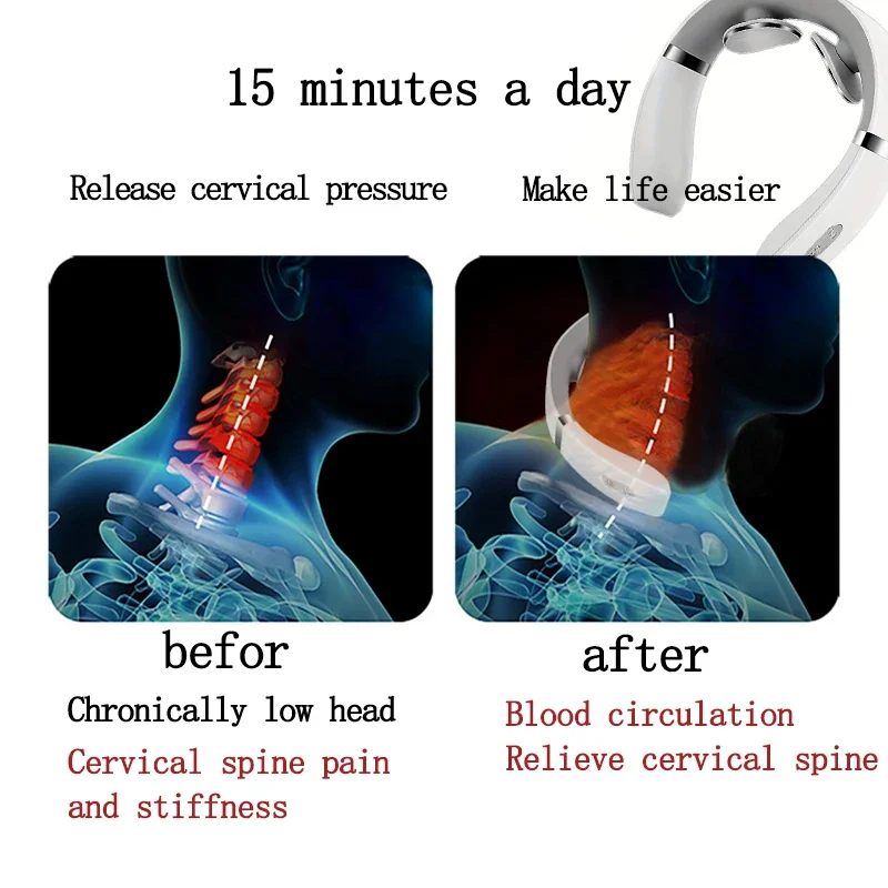 Intelligent massager electric pulse punch cervical spine device electromagnetic vibration kneading neck therapy neck massager