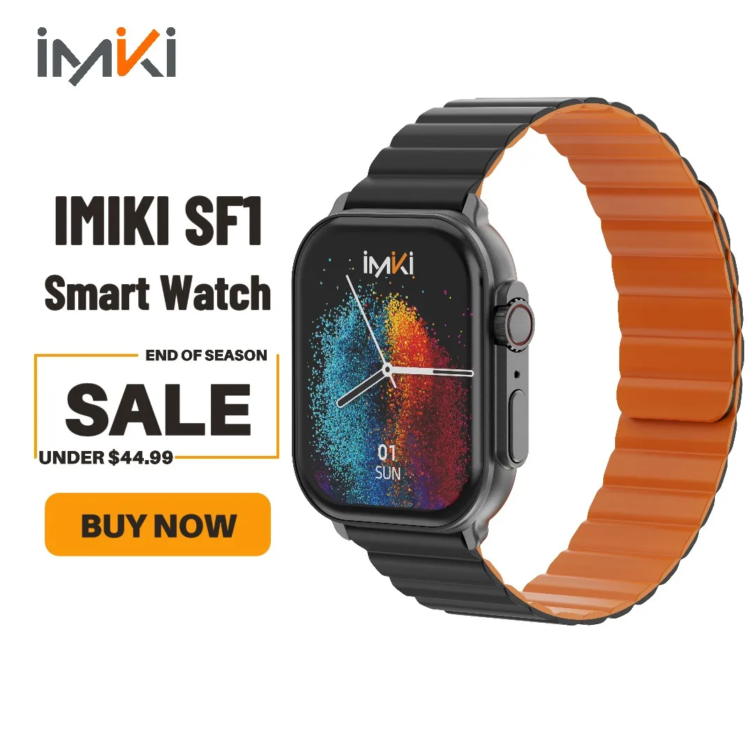 

IMIKI SF1 Smart Watch Men Women 2.01"Super-Retina AMOLED Display 1000nits BT Calling 100+ Sport Modes IP68 Waterproof Smartwatch