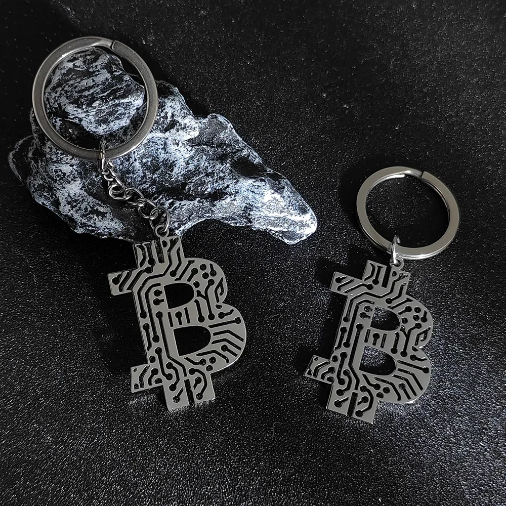 Elegant Dual-Tone Bitcoin Keychain Pendant - Premium Jewelry Collection Gift