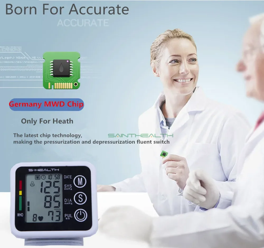 Saint Health Automatic Wrist Tonometer Blood Pressure Monitor Digital LCD Wrist Cuff Blood Pressure Meter sphygmomanometer