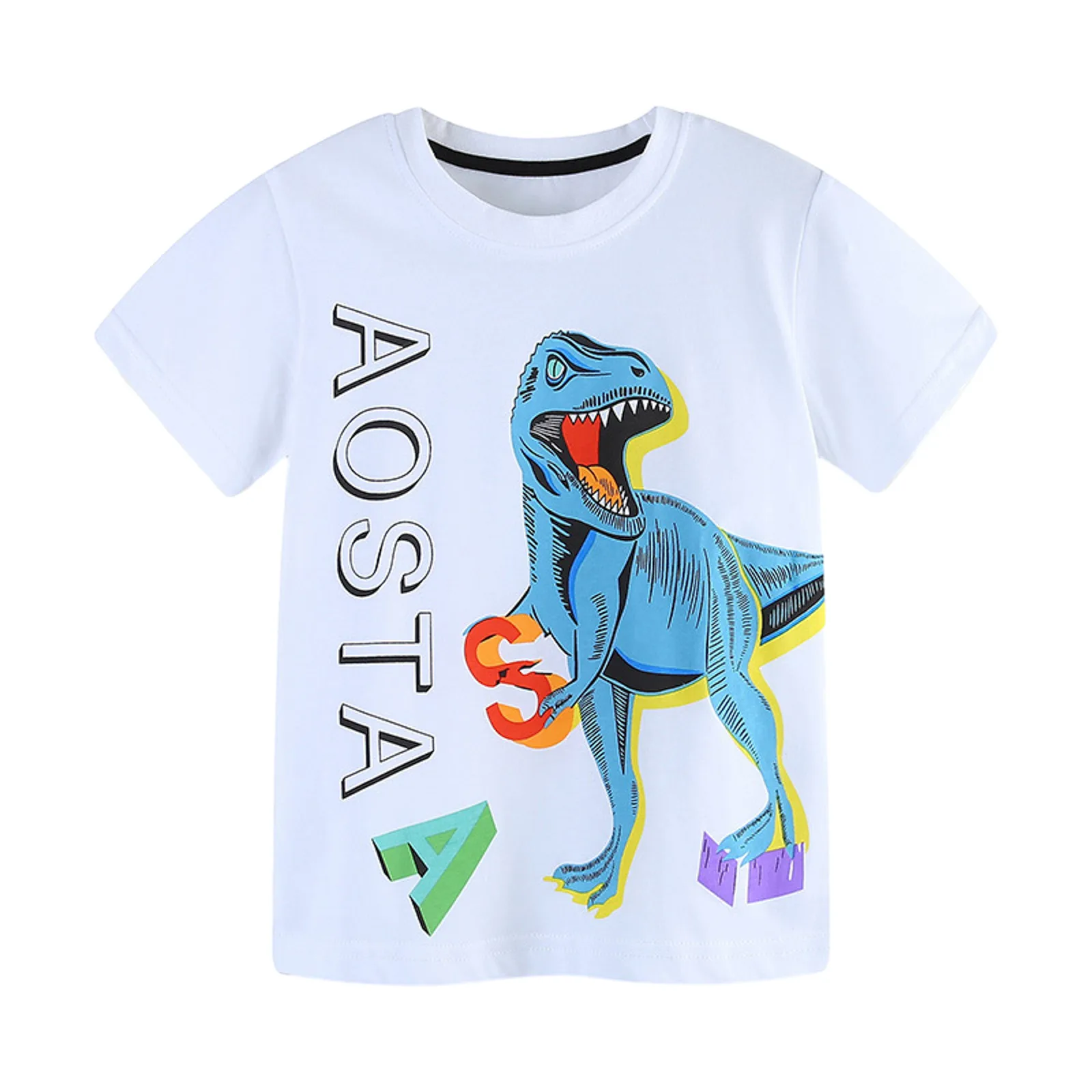 

Summer Toddler Boys Girls Short Sleeve Cartoon Dinosuar Prints T Shirt Tops Clothes