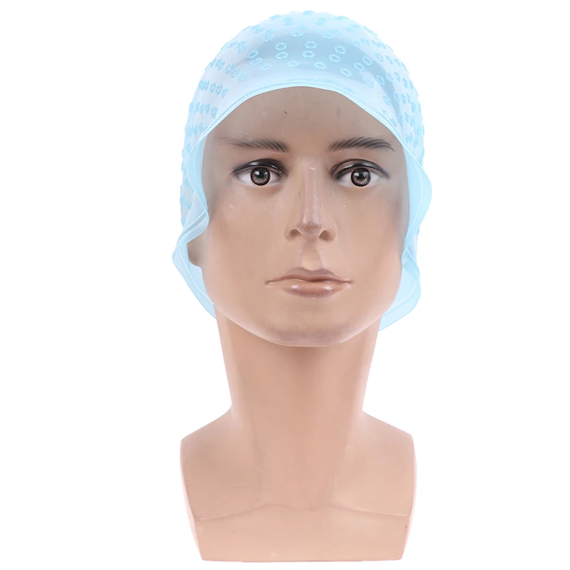 Silicone Hair Styling Coloring Cap + Hook Needle Color Dye Highlighting Dye Cap