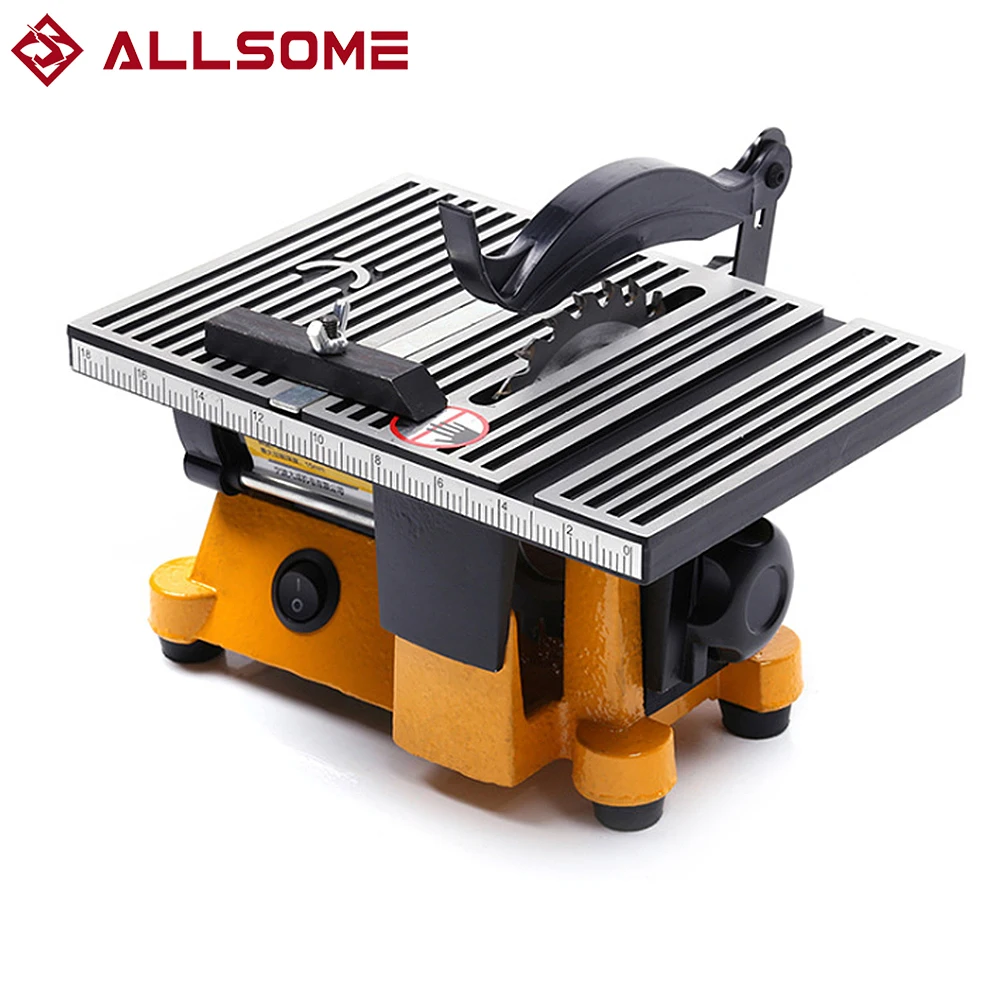 ALLSOME 220V Multifunction Mini Bench Saw For Cutting Wood Copper Aluminium 4" Mini Table Saw Mini Cutting Machine