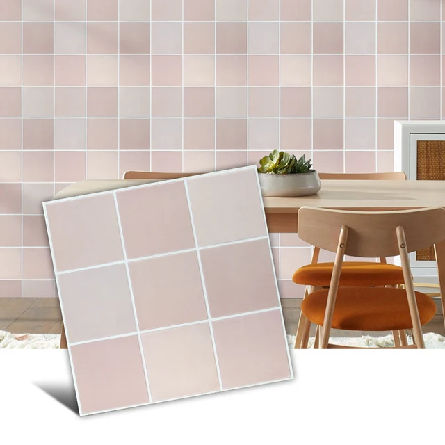 แผ่นผนังแบบลอกและติด 10 ชิ้น, 30 x 30 ซม., สติ๊กเกอร์ติดผนังห้องน้ำกันน้ำ, แผ่นตกแต่งผนัง, ของตกแต่งบ้าน 1