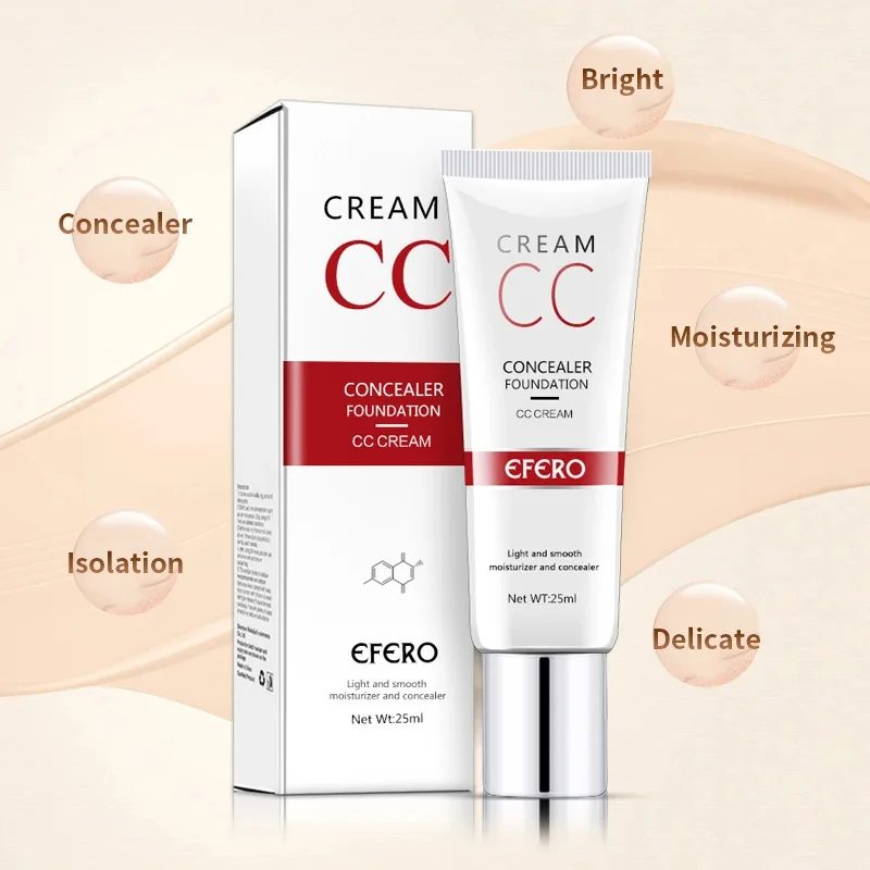 2PCS EFERO BB Cream Makeup Face Foundation CC Cream Brightening Concealer Cream Foundation Concealer Base Concealer