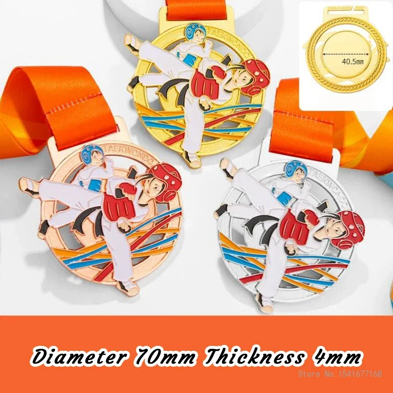 Creative Customization Ball Sports Roller Skating Dance Painting, Taekwondo Swimming Gold Silver and Copper Medals, Around Metal