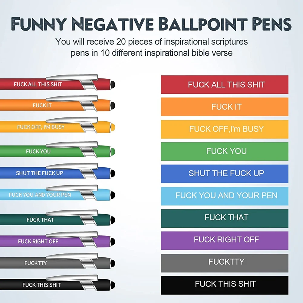 Snarky Office Pens Funny Insulting Pens Demotivational Arcastic Negative  Quotes Ballpoint Pens Macaron Touch Stylus Pens for Office, Black Ink (10