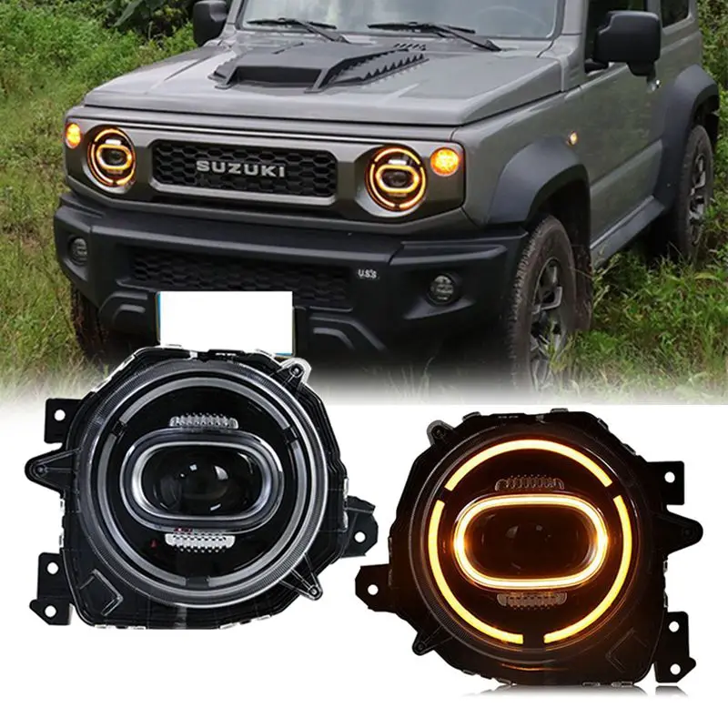 

Передние фары для Suzuki Jimny, аксессуары для фар головного света 2018 2019 2020 DRL, сигнал поворота, синий старт, фара в сборе, 2 шт.