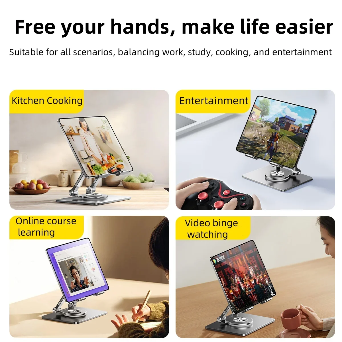 Laptop Stand Aluminium Alloy Ergonomic Riser Tablet Holder Cooling Bracket 360&deg; for Macbook Lenovo Notebook